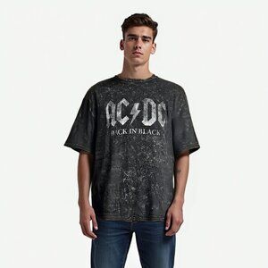 💕 AC/DC Men's Black Washed T-Shirt M